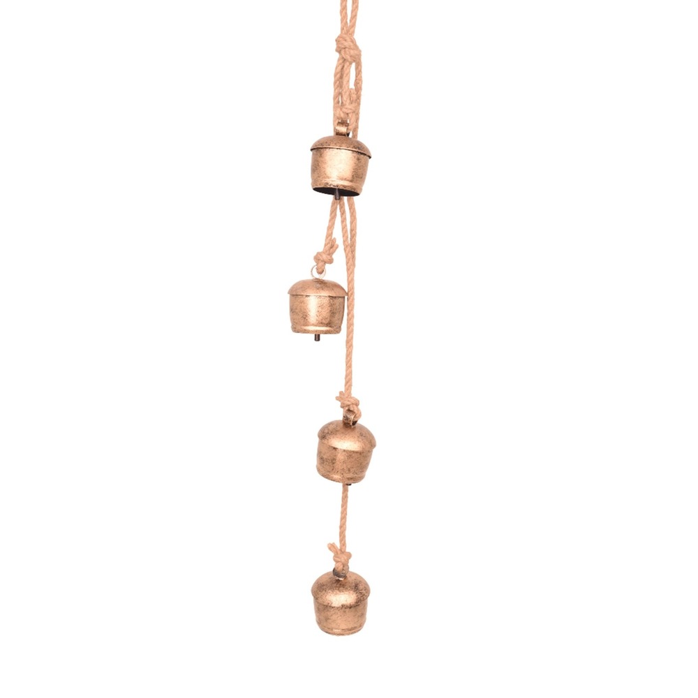 My Texas House 4-Piece Metal Hanging Bells Antique Gold - Christmas 2026